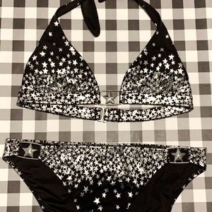 Victoria's Secret Silver Stars Swimsuit LARGE